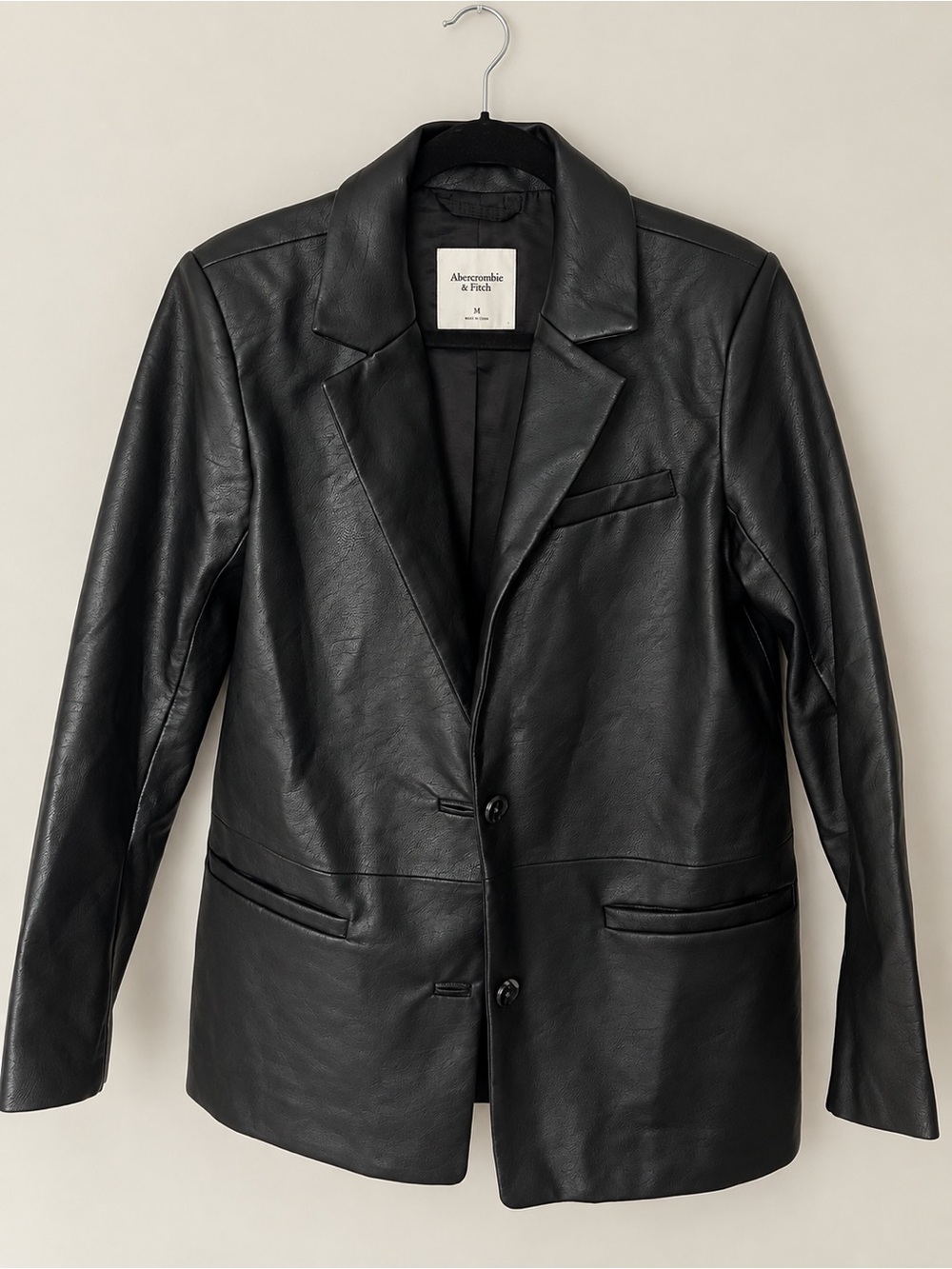 Abercrombie & Fitch Black Vegan Leather Blazer Jacket Size M